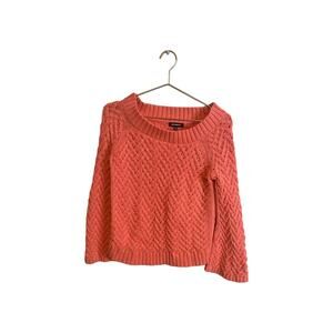 525 America Women’s Cable Knit‎ Sweater 100% Cotton Coral Pink Size XS
